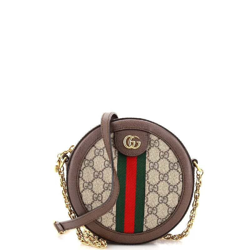 Women Gucci Sylvie bags with a leather - wrapped handleOphidia Round Shoulder Bag GG Coated Canvas Mini