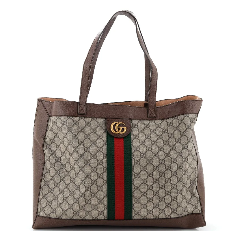 Ladies Gucci shoulder bags with a magnetic - closure flapOphidia Soft Open Tote GG Coated Canvas East West