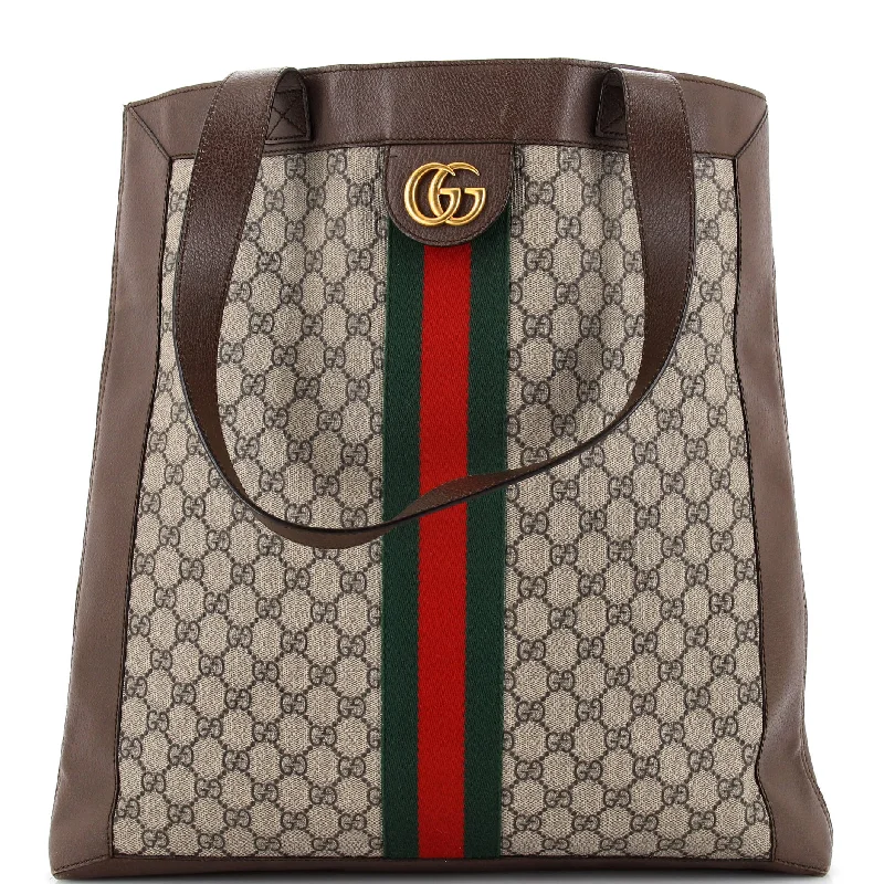 Women Gucci Sylvie bags with a monogram - embossed leatherOphidia Soft Open Tote GG Coated Canvas Large