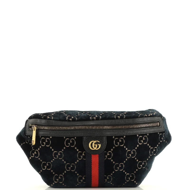 Women Gucci Sylvie bags with a monogram - embossed leatherOphidia Zip Belt Bag GG Velvet