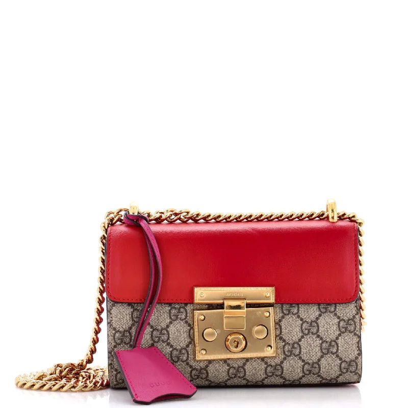 Women Gucci bags with a zippered interior pocketPadlock Shoulder Bag GG Coated Canvas and Leather Small