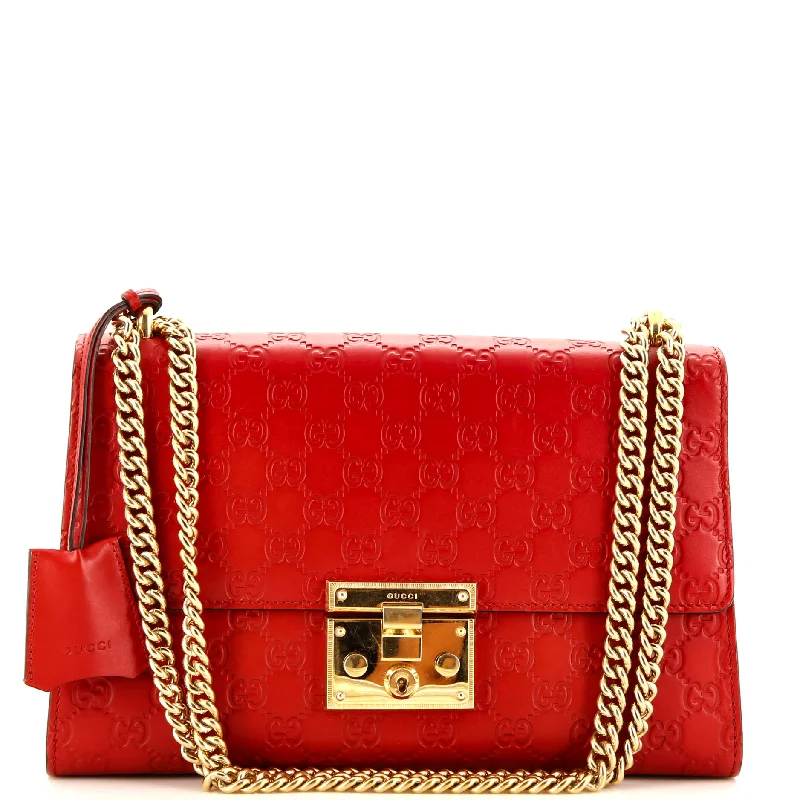 Gucci handbags for women with a metal - framed claspPadlock Shoulder Bag Guccissima Leather Medium