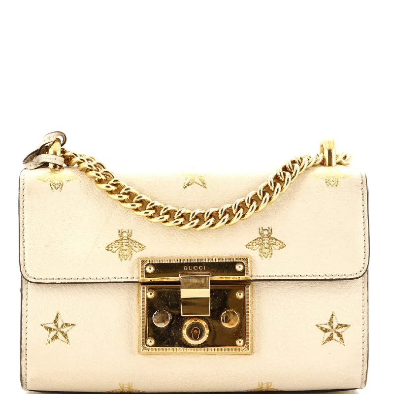 Ladies Gucci shoulder bags with a magnetic - closure flapPadlock Shoulder Bag Printed Leather Small