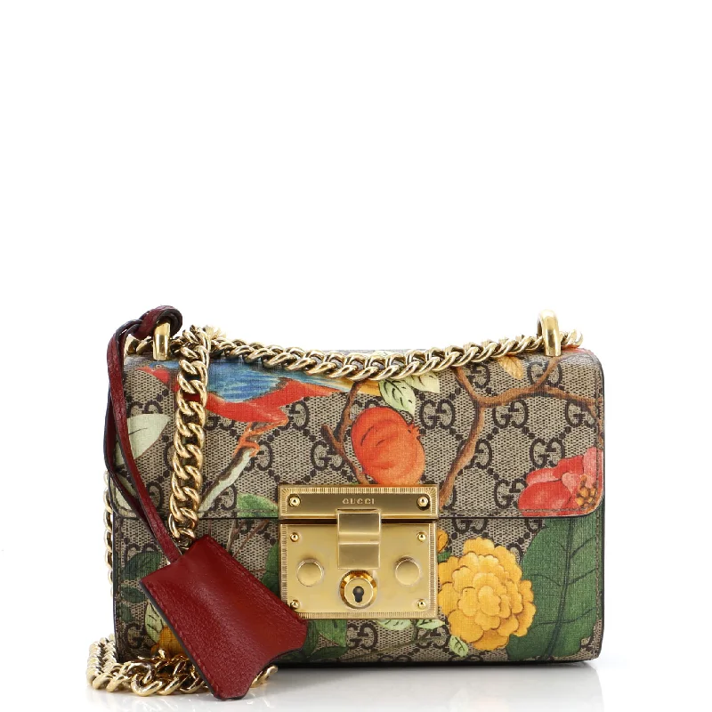 Ladies Gucci Dionysus bags in a pastel colorPadlock Shoulder Bag Tian Print GG Coated Canvas Small