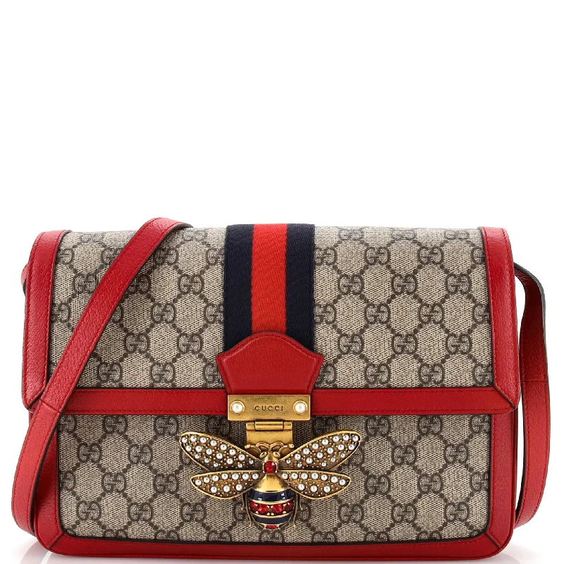 Women Gucci bags with a zip - around closure for securityQueen Margaret Shoulder Bag GG Coated Canvas Medium