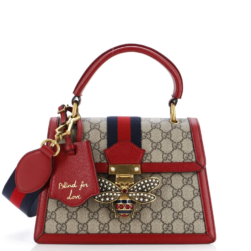 Ladies Gucci shoulder bags with a magnetic - closure flapQueen Margaret Top Handle Bag GG Coated Canvas Small