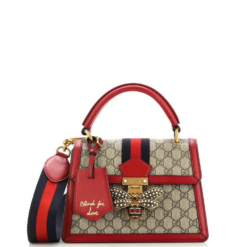 Women Gucci bags with interlocking G hardware for a classic lookQueen Margaret Top Handle Bag GG Coated Canvas Small