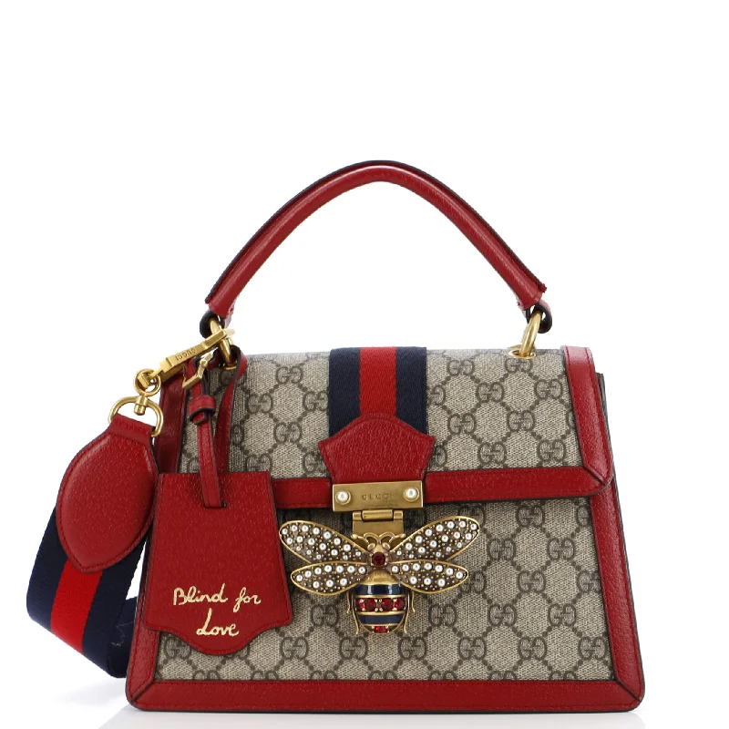 Gucci tote bags for women with a printed Gucci logoQueen Margaret Top Handle Bag GG Coated Canvas Small