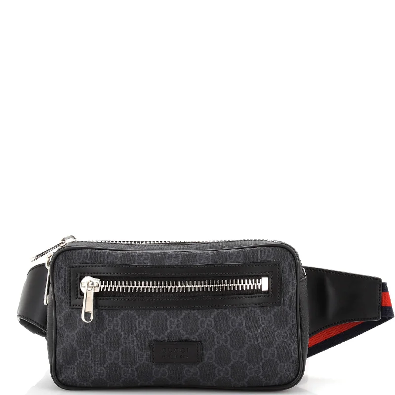 Women Gucci bags with a front - flap pocket for quick - access itemsSoft Zip Belt Bag GG Coated Canvas Small