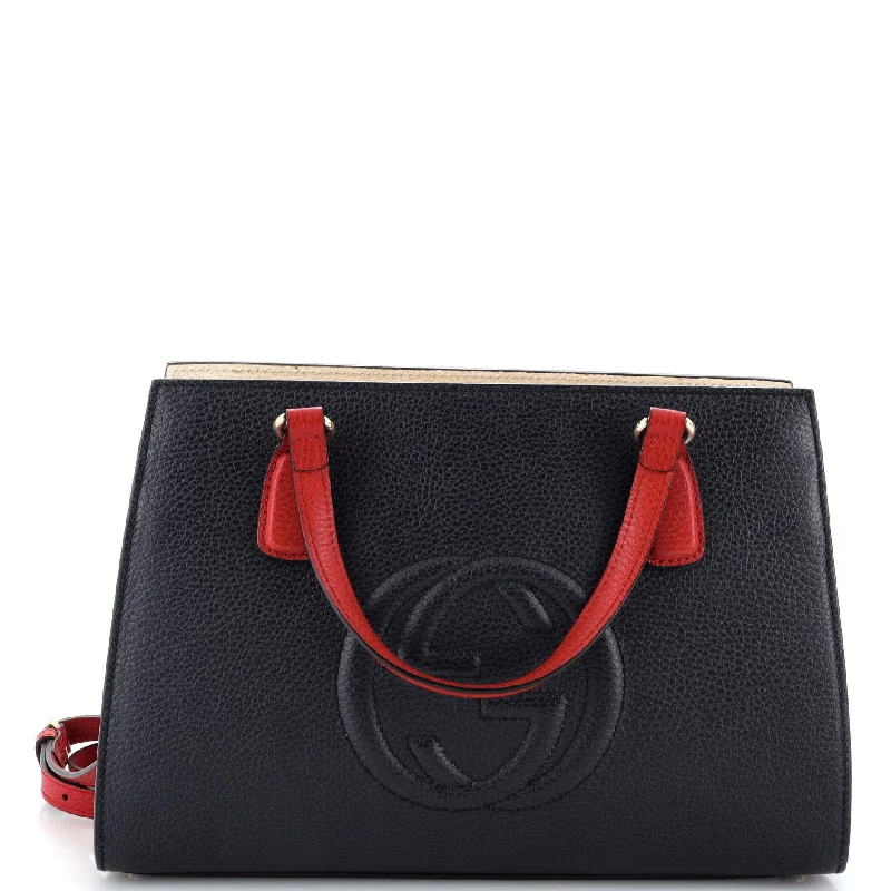 Women Gucci bags with a detachable mobile phone holderSoho Convertible Top Handle Satchel Leather Medium