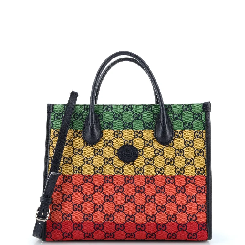 Women Gucci crossbody bags with a printed floral patternStructured Top Handle Open Tote GG Canvas Small