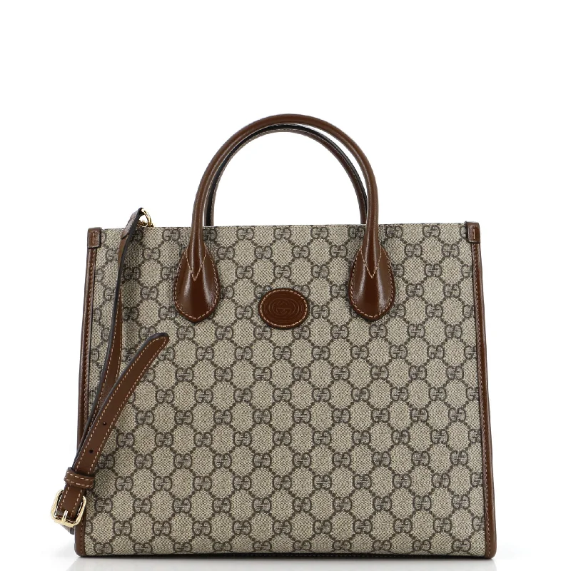 Women Gucci bags with a magnetic snap closure for easy accessStructured Top Handle Open Tote GG Coated Canvas Small