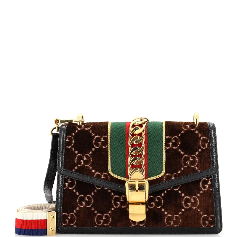 Gucci Marmont bags for women with gold - toned hardwareSylvie Shoulder Bag GG Velvet Small