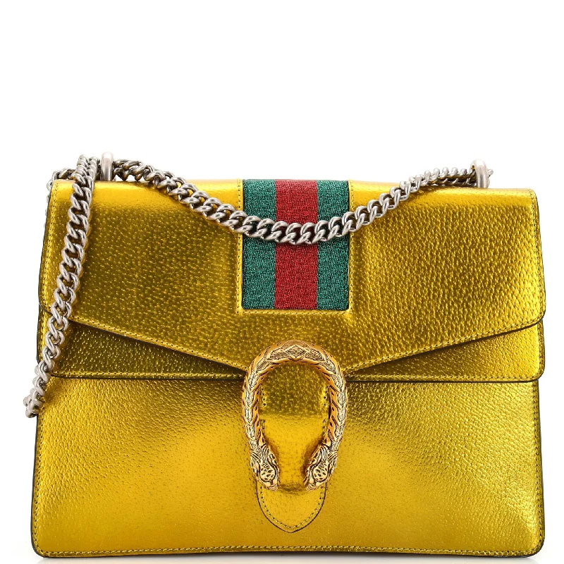 Gucci tote bags for women with a double - handle designWeb Dionysus Bag Metallic Leather Medium