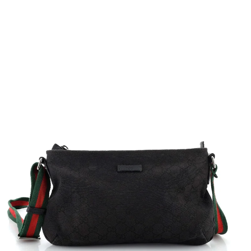 Gucci tote bags for women with a double - handle designWeb Strap Messenger Bag GG Canvas Small