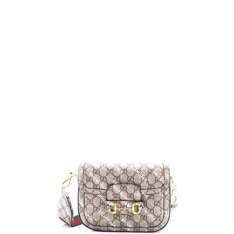 Women Gucci crossbody bags with a printed floral patternx Balenciaga The Hacker Project Horsebit 1955 Shoulder Bag GG Coated Canvas Mini