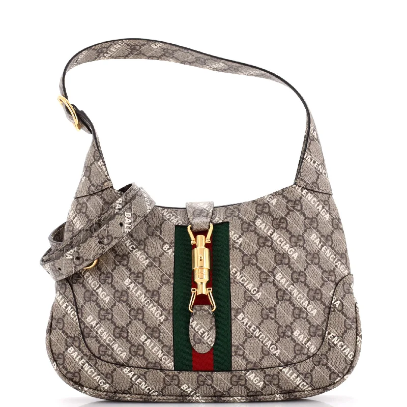 Women Gucci bags with a chain - link trim and a leather bodyx Balenciaga The Hacker Project Jackie 1961 Hobo GG Coated Canvas Small