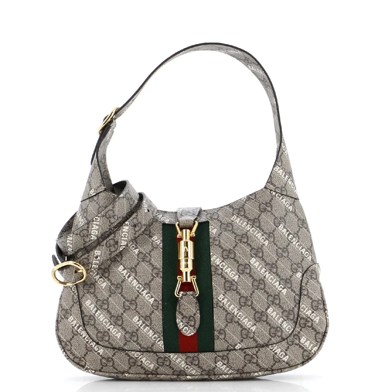 Women Gucci bags with a detachable mirror insidex Balenciaga The Hacker Project Jackie 1961 Hobo GG Coated Canvas Small