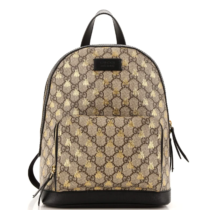 Women Gucci backpacks with a luxurious leather finishZip Pocket Backpack Printed GG Coated Canvas Small