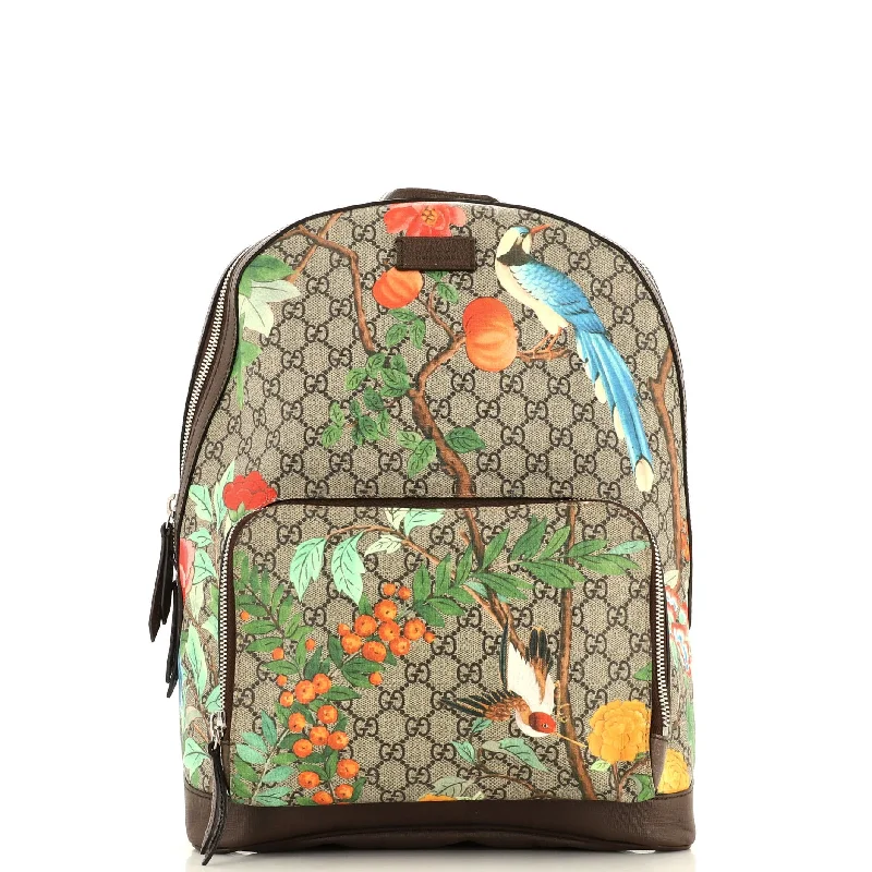 Gucci backpacks for women with a hidden back pocketZip Pocket Backpack Tian Print GG Coated Canvas Medium