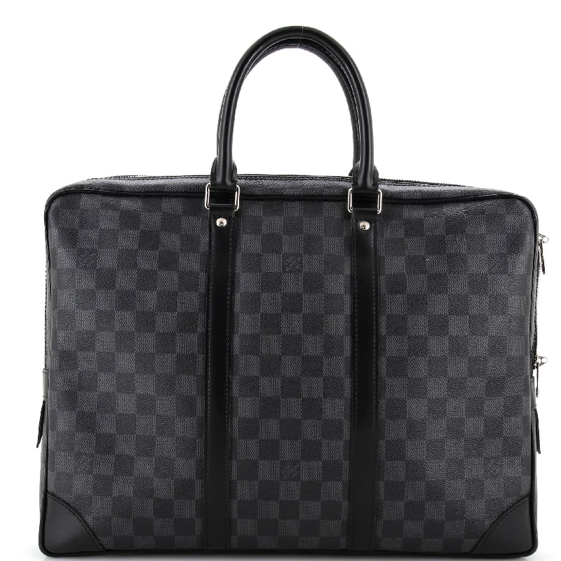 Christian Dior Saddle bags with a studded trim for a bold lookPorte-Documents Voyage Briefcase Damier Graphite