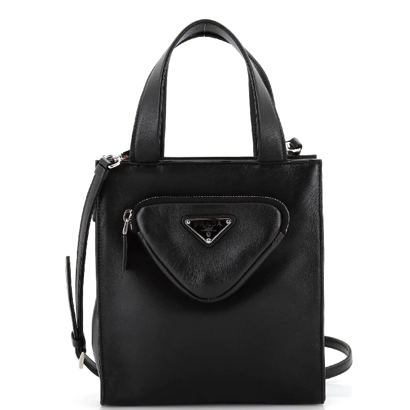 Small - sized Prada Saffiano leather bags for a compact and stylish carryConvertible Triangle Pocket Shopping Tote Nappa Leather Mini