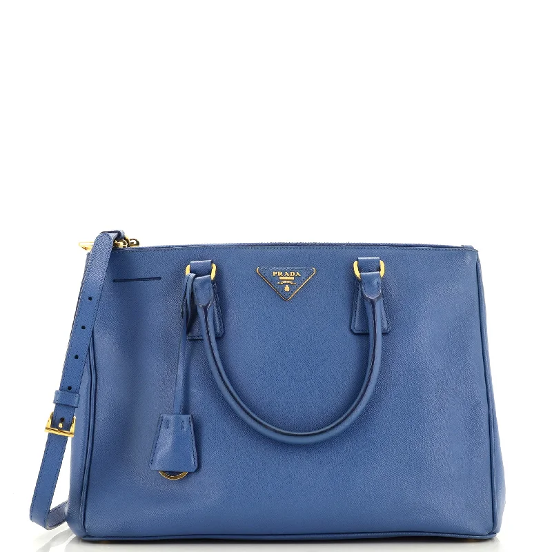 Ladies Prada shoulder bags with a single - handle design for simplicityDouble Zip Lux Tote Saffiano Leather Medium