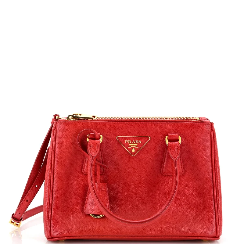 Prada bags with a detachable mobile phone holder for on - the - go convenienceGalleria Double Zip Tote Saffiano Leather Small