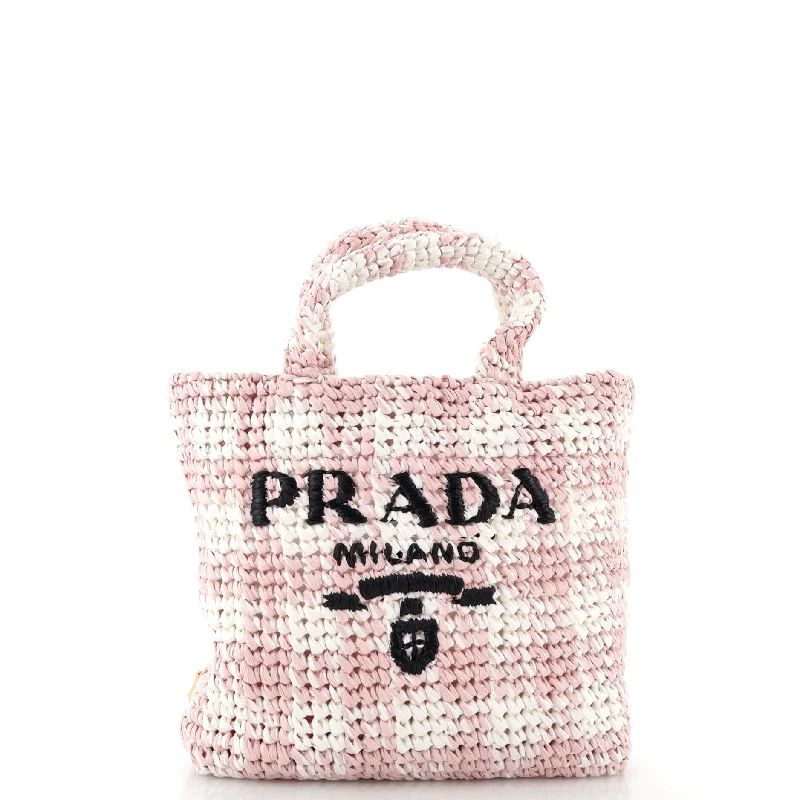 Prada Galleria bags with a structured silhouette for a professional lookLogo Tote Raffia Small