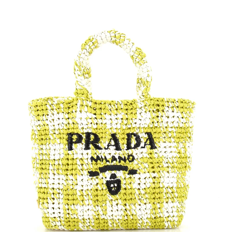 Prada nylon backpacks with a sleek, minimalist appearanceLogo Tote Raffia Small