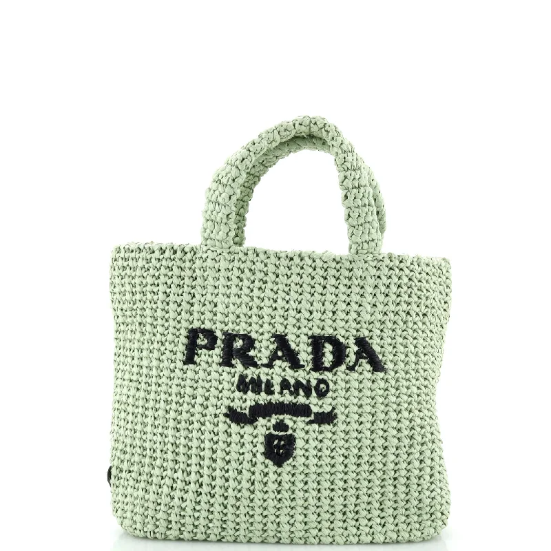 Prada crossbody bags with a keychain holder for practicalityLogo Tote Raffia Small