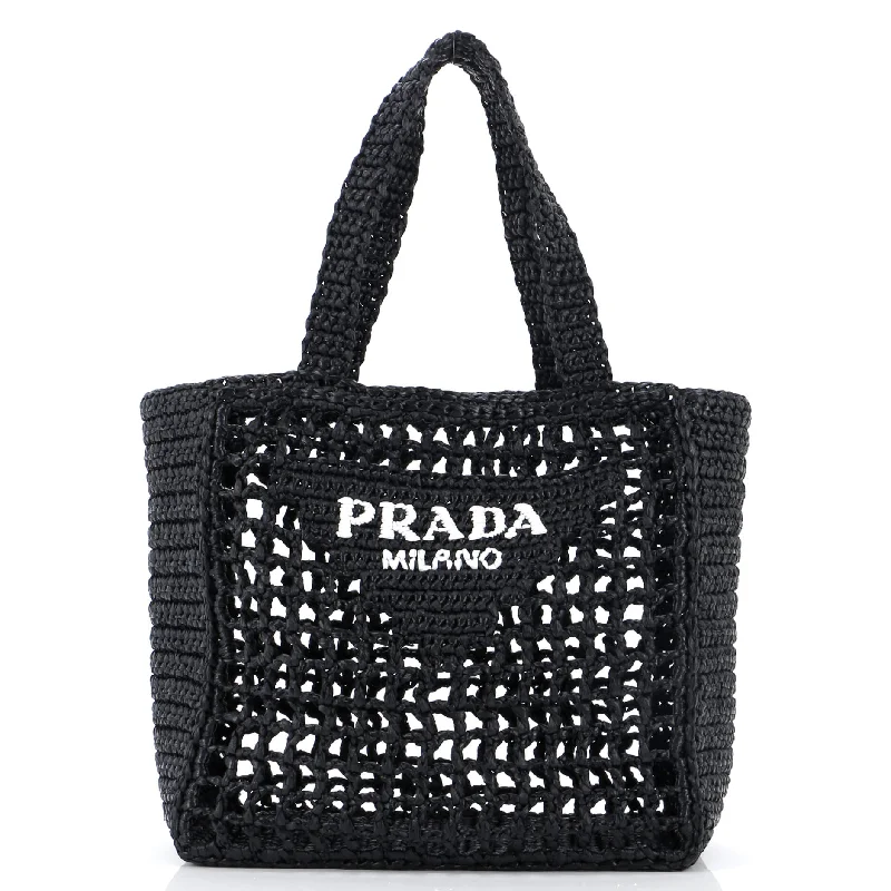 Prada bags with a zip - top closure and multiple interior pockets for organizationTriangle Logo Open Tote Raffia Small