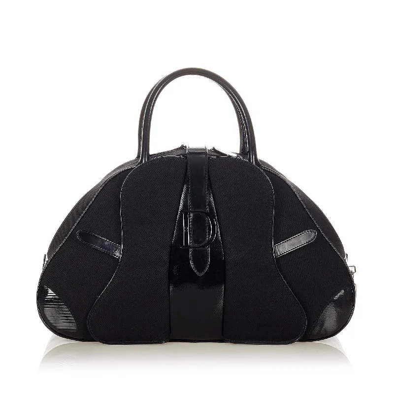 Christian Dior tote bags with a double - handle and shoulder - strap optionDior Double Saddle Nylon Dome Bag (SHG-23599)