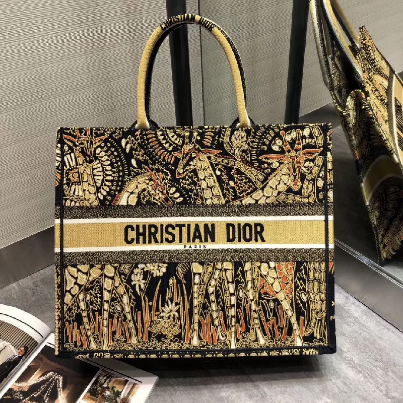 Christian Dior crossbody bags with a front - flap pocket for easy accessChristian Dior Book Tote Bag In Yellow Animals Embroidered Canvas